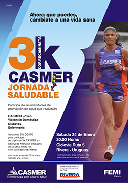 Jornada Saludable 3K CASMER, el sábado 24 en la Ciclovía de Ruta 5