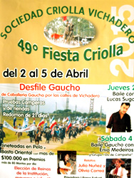 Programa de la 49ª fiesta de la Sociedad Criolla de Vichadero